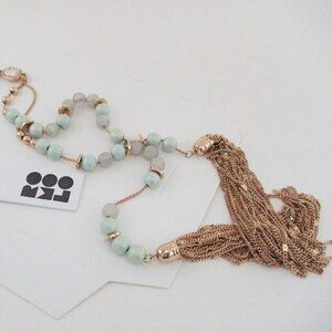 Romolo Mint Beaded Tassel Necklace